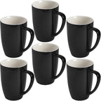 homEdge Porcelain Mug Set, 16 Ounces Cup for Tea, Latte, Mocha, Hot Chocolate, Set of 6, Black