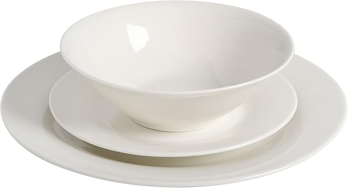 Gibson Home Zen Buffet Round 12 Piece Porcelain Chip and Scratch Resistant Dinnerware Plates and Bowls Set, Scratch & Chip Resistant
