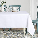 sancua Rectangle Tablecloth - 90 x 156 Inch - Water Resistant Spill Proof Washable Polyester Table Cloth, Decorative Fabric Table Cover for Dining Tables, Buffet Parties and Camping, White