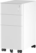 YITAHOME 3-Drawer Metal Filing Drawers with Keys, Compact Slim Portable File Pre-Built Office Storage Cabinet for A4/Letter/Legal (White)