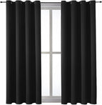 ChrisDowa Grommet Blackout Curtains for Bedroom and Living Room - 2 Panels Set Thermal Insulated Room Darkening Curtains (Black, 52 x 45 Inch)
