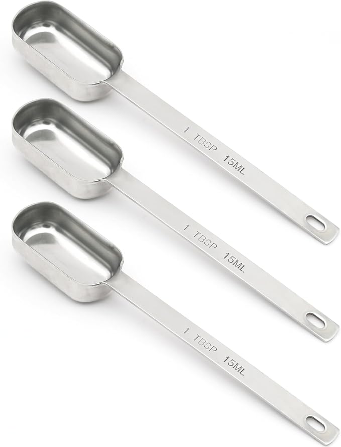 3PCS 1tbsp (3tsp, 15ml, 1/2oz) Single Measuring Spoon, Stainless Steel Long Handle Individual Teaspoons Only