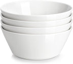 MALACASA 35 OZ Soup Bowls, White Porcelain Bowls Set of 4, Deep Bowls for Kitchen, Large Ceramic Bowls for Soup, Cereal, Salad, Ramen and Fruit, Dishwasher & Microwave Safe, Series Regular