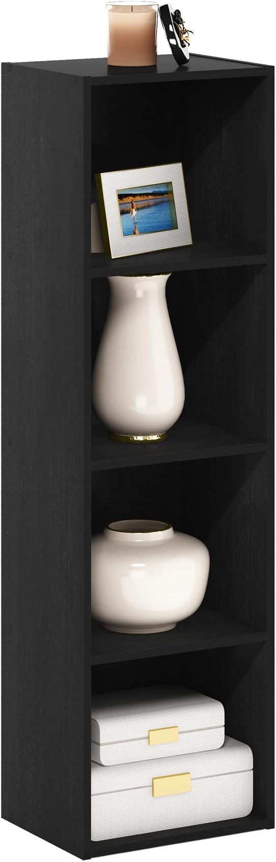 Furinno Luder Bookcase / Book / Storage, 4-Tier Cube, Blackwood