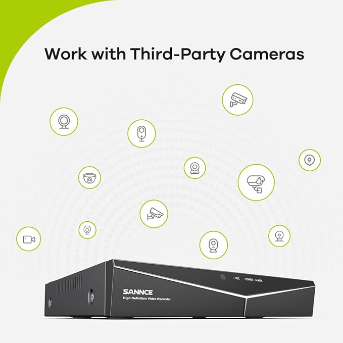 SANNCE 5MP Lite 8 Channel Security Camera DVR, H.264+ Hybrid 5-in-1 Surveillance DVR Recorder, Supports 2MP TVI AHD CVI CVBS Analog IP Security Cameras, Remote Access, Motion Alert (NO Hard Drive)
