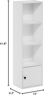 Furinno Luder Shelf Bookcase with 1 Door Storage Cabinet, White