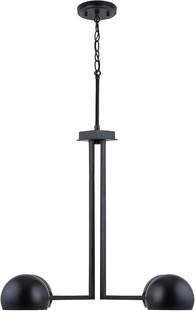 Capital Lighting 433141MB Hadley Urban/Industrial Curvy Arm Dome Chandelier, 4-Light 240 Total Watts, 21" H x 27" W, Matte Black