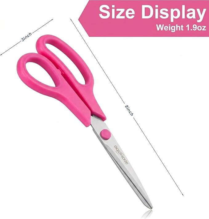 6PCS 8" Scissors,Sharp Stainless Steel Multicolor for Office School Crafts | Right/Left Handed, Comfort Grip Scissors for Office Desk Accessories Sewing Fabric Home Craft School Teacher/Class Supplies