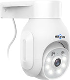 Hiseeu Wireless Camera Outdoor, 5MP WiFi Security Camera Color Night Vision, Pan/Tilt, Auto Tracking, Motion Detection, Siren/Light Alarm, 2-Way Audio, IP66 Waterproof, No Monthly Fee