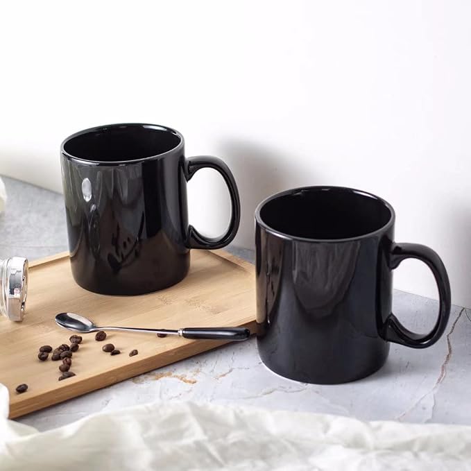 BYCNZB 30oz Super Large Ceramic Coffee Mugs Large Handles Set of 2 (black)