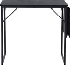 FurnitureR 31.5 inch Small Study Writing Table with Storage Bag Space Saving for Home Office, Modern PC Metal Frame Computer Desk, Black