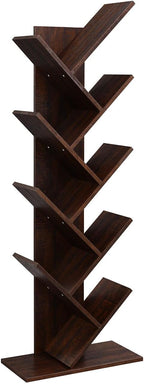 VASAGLE Tree Bookshelf, 9-Tier Bookcase, Large Bookshelf, Space-Saving Corner Shelf, Book Tree, Holds Books, CDs, Games, for Bedroom, Living Room, Home Office, Walnut Color ULBC11BY