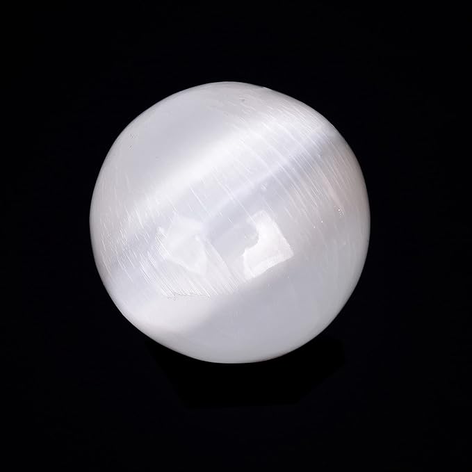 JIC Gem 1pcs 4.5" White Selenite Crystal Ball for Meditation、Fengshui、Home Decors Healing Crystal Ball