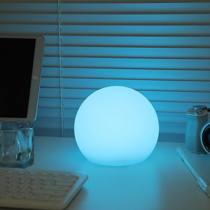 LED Globe Orb Light, 6-in LED Light Ball for Kid, 16 Dimmable Colors & 4 Modes Light Up Ball Mood Lamp w/Remote, Rechargeable Orb Night Lights Waterproof Outdoor Globe Lights for Home/Nursery/Party
