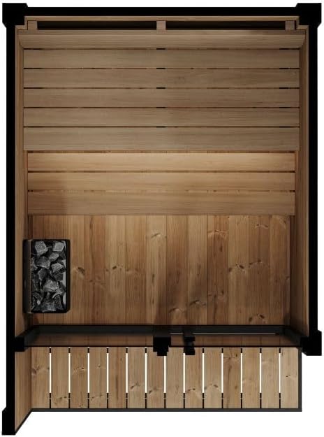 GL4 Outdoor Sauna Kit, Garden Luxury-Series Outdoor DIY Sauna Kit, Thermo-Spruce, up to 4 Persons Bundles (Sauna Heater and Sauna Stones Included) (Harvia The Wall SWS60 - Stainless Steel)