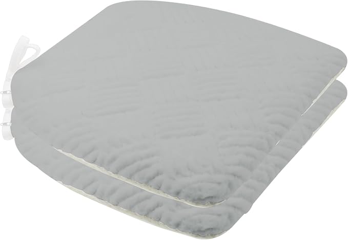 Plush Chair Cushion, Oval Chair Cushion Pad,Ultra Soft Nonslip Seat Pad,Comfortable Chair Cushion Cover,2PCS Memory Foam Chair Seat Cushion for Home Office Kitchen Dining Chairs Grey