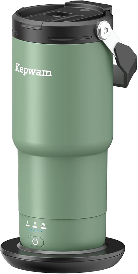 Kepwam Heated Coffee Mug Rechargeable T3, 20oz Self-Heating Travel Mug for Coffee with 1℉ Precise Temperature Control & App, Portable Cup Warmer for Outdoor & Car (Fits Cup Holders)