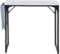 FurnitureR 31.5 inch Small Study Writing Table with Storage Bag Space Saving for Home Office, Modern PC Metal Frame Computer Desk, White