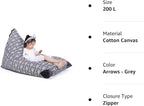 Jorbest Stuffed Animal Storage Bean Bag Chair for Kids and Adults, Stuffed Animal Bean Bag, Premium Canvas Stuffie Seat - COVER ONLY (Grey with White Arrows 200L/52 Gal)