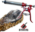 Butcher BBQ Pistol Grip Gourmet Meat Injector Syringe | Metal Handle | 50cc Pistol Grip Injection Syringe | 2 Different Needles for Different Meats | BBQ Smoker Accessories | Tailgating Accessories