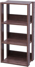 IRIS USA 3-Tier 16" Medium Open Wooden Bookshelf with Adjustable Shelves, Easy Assembly Bookcase Farmhouse Shelf for Small Spaces Bedroom Office Living Room Indoor, Brown
