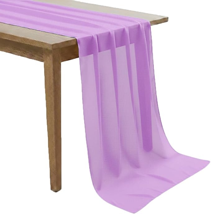 Pack of 15 | Orchid | 10ft Chiffon Table Runner 29x120 Inches Long Romantic Rustic Sheer Gauze Runner for Wedding Bridal Shower Birthday Banquets Engagement Spring Easter Boho Decorations