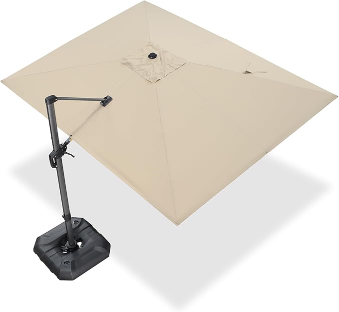 PURPLE LEAF 9' X 11.5' Patio Umbrella Outdoor Cantilever Rectangle Umbrella Aluminum Offset Umbrella with 360-degree Rotation for Garden Deck Pool Patio, Beige