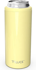 TILUCK Skinny Can Cooler, Stainless Steel Insulated Slim Cans, 12 oz | Beer & Hard Seltzer, Doucle-Walled Stainless Steel Insulated Slim Cans, Slim 12 oz(Lemon)