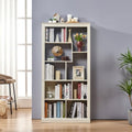5 Tier Bookshelf with Open Back Storage - Modern Wood Bookcase Furniture Organizer - Cube Modular Shelving Unit Display Case for Living Room, White Oak