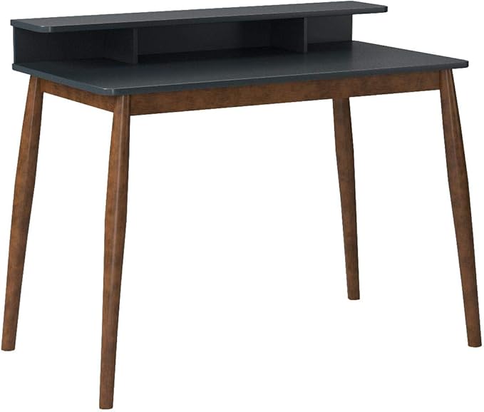 Roundhill Furniture Roskilde Storage Wood Office Desk, Gray