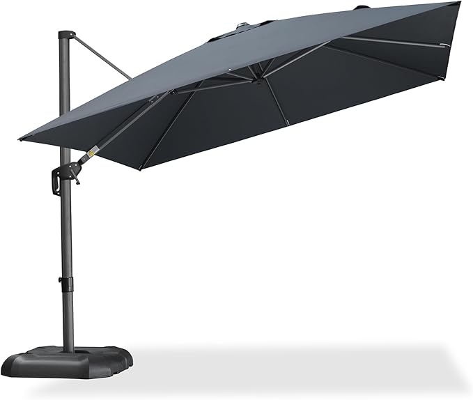 PURPLE LEAF 10 Feet Patio Umbrella Outdoor Cantilever Square Umbrella Aluminum Offset Umbrella with 360-degree Rotation for Garden Deck Pool Patio, Grey