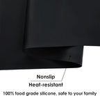2 Pack Extra Large Silicone Mats for Baking Crafts, Multipurpose Kids Dinner Placemat Desk Countertop Waterproof Protector Heat Insulation Kitchen Pastry Rolling Dough Pad, Black, 23.6 x15.75 Inch