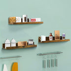 Giftgarden 16 Inch Floating Shelves for Wall Set of 3, Rustic Wall Mounted Picture Ledge Wooden Wall Shelf for Living Room Bedroom Kitchen Bathroom, 3 Different Sizes