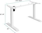 Electric, Single Motor Height Adjustable 2 Button Controller, Table Base for Work Home Office Computer Workstation Standing Desk Frame, White