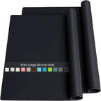 2 Pack Extra Large Silicone Mats for Baking Crafts, Multipurpose Kids Dinner Placemat Desk Countertop Waterproof Protector Heat Insulation Kitchen Pastry Rolling Dough Pad, Black, 23.6 x15.75 Inch