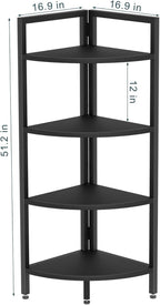 SAYGOER Corner Bookshelf 4 Tier Stand Corner Ladder Shelf Modern Storage Organizer Bookcase Industrial Display Rack Shelves for Small Space, Living Room,Home Kitchen,Office, Black