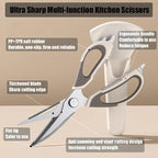 2 Pcs Heavy Duty Kitchen Shears for Food, Come Apart Design, Kitchen Scissors with Magnetic Holder, Stainless Steel Multi-function Food Cooking Magnetic Scissors for Fridge (White and Blue)