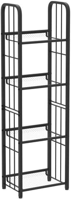 Bookshelf Vertical Storage Freestanding Storage Stand for Living Room, Bedroom, Kitchen, Rust Resistance, Easy Assemblyl Free CombinationMulti-Functional Organizer (4 Tiers, Black)