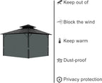 Gazebo Universal Replacement Privacy Curtain, 10'X12' Gazebo Outdoor Waterproof, 4-Panels Sidewall Curtains with Zipper for Patio, Garden and Backyard (Only Curtains, 10'x12', Grey)
