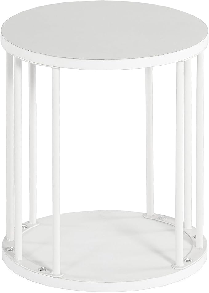 HDANI Small Round Wooden Step Stool for Kids Adults, 300lbs Load Capacity Garden Stool, Non-Slip Small Stool for Plant Stand, Kitchen, Bathroom and Bedroom, White