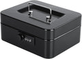 KYODOLED Cash Box with Combination Lock Safe Metal Money Box with Money Tray for Security Lock Box 7.87"x 6.30"x 3.35" Black