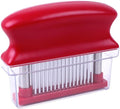 Meat Tenderizer with 48 Stainless Steel Ultra Sharp Needle Blades Heavy Duty Cooking machine for Tenderizing Beef, Turkey, Chicken, Steak, Veal, Pork, Fish etc (red)