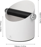 Espresso Knock Box Large Capacity - 15 Pucks Coffee Knock Box with Removable Knock Bar & Non-Slip Base, Anti-Splash Steel Coffee Puck Bin for Barista, Espresso Accessories for Home, White