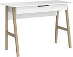 PARMA 42 Inch Modern Desk - Home & Office Small Computer Desk with Wide Drawer - Wooden Study Writing Minimalist Desk with Storage for Small Space, Bedroom & Workstations - Student Desk/Table (White)