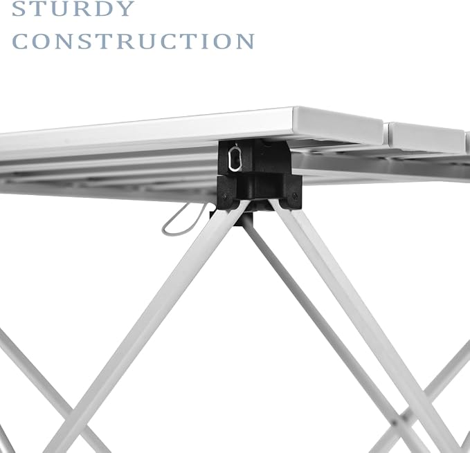 Grope Small Folding Camping Table, Aluminum Beach Table for Sand (Silver-M) | Portable & Easy to Carry, With Carry Bag for Camping, Prefect for Outdoor, Picnic, BBQ, Cooking, Festival, Beach, Home Use