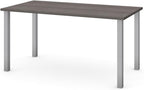 Bestar Universel Table Desk with Square Metal Legs, 60W x 30D, Bark Grey