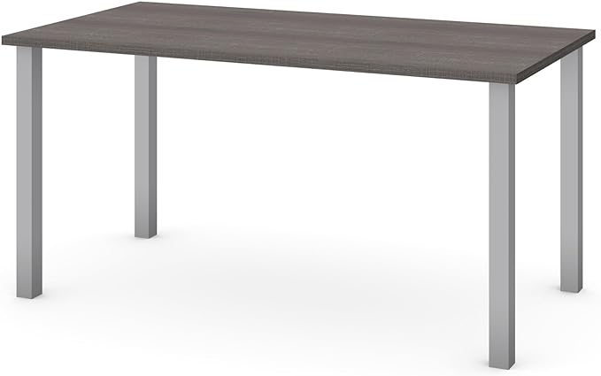 Bestar Universel Table Desk with Square Metal Legs, 60W x 30D, Bark Grey