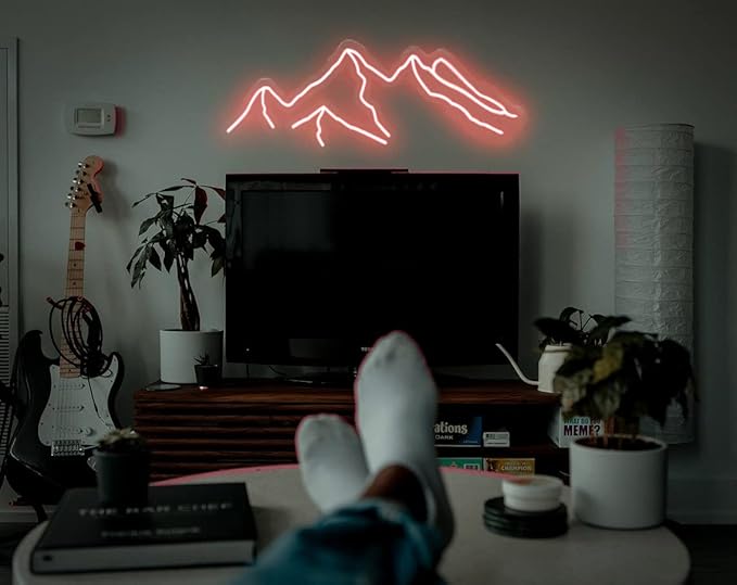 LED Decorative Lights USB Mountains Sunrise Sunset Led Neon Signs Home Decoration Wall Art Holiday Gift Brightness Adjustable 16.5''x9.5''