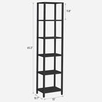 TUTOTAK Bookshelf, 6-Tier Tall Book Shelf, Narrow Bookcase for Small Space, DIY Stackable Bookshelf, for Living Room, Office, Study, Entryway, Industrial, Black BS01BK006