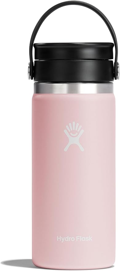 Hydro Flask Water Bottle - Insulated Stainless Steel - Wide Mouth Flex Sip, Non Spill, Leakproof and Refillable in 16 Oz Trillium Pink